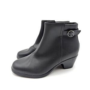 Clarks Emily Belle Ankle Heel Boots Women's Black Leather Size US6M EU36